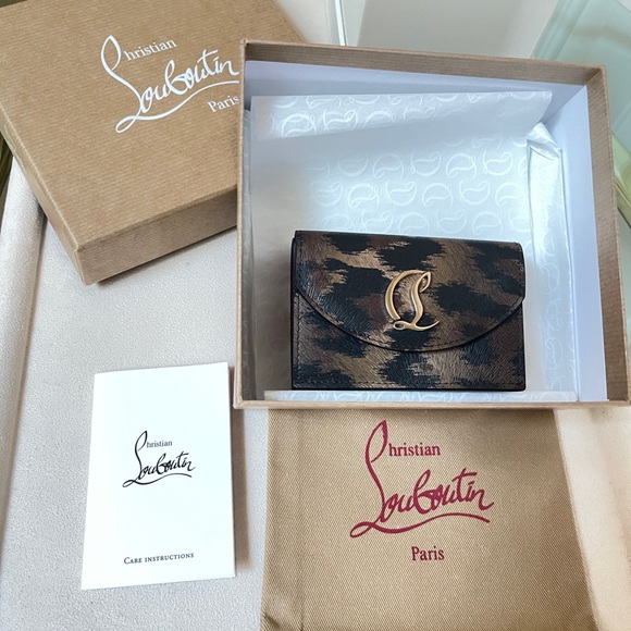 CHRISTIAN LOUBOUTIN CL debossed leopard-print leather wallet $750 NEW - Picture 11 of 17